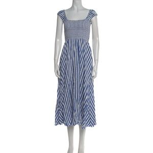 La Ligne Vivian Blue and White Midi Dress